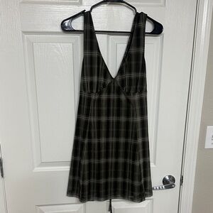 Cider Green Plaid Mini Dress